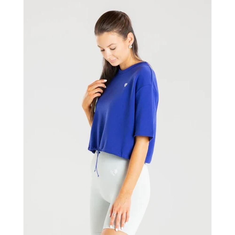 Women's Best Power‎ Crop Top Short Sleeve Tee Royal Blue Size Small NWT